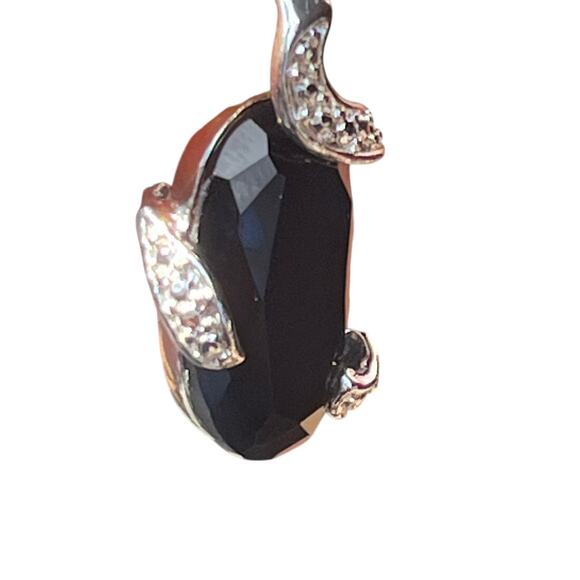 Vintage silver tone with faux black stone necklace. Marked RMN. womens jewelr - Picture 3 of 6